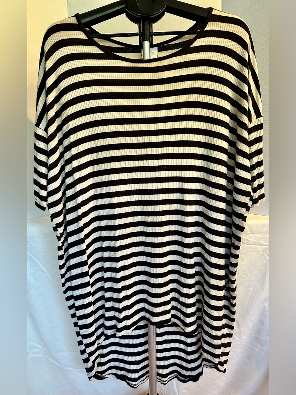 LuLaRoe Black and White Striped Tunic Top